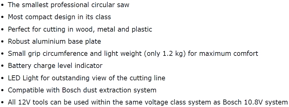מסור עגול מקצועי נטען בוש BOSCH GKS 12V-26 TEXT